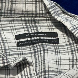 Club Monaco Western Style Pearl Snap 100% Linen Shirt - Large
